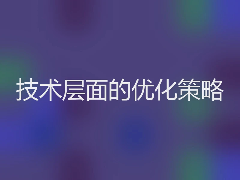 技术层面的优化策略