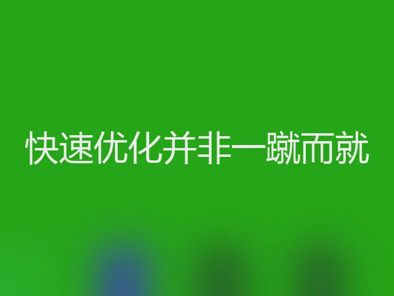 快速优化并非一蹴而就
