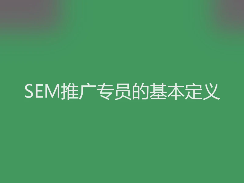 SEM推广专员的基本定义