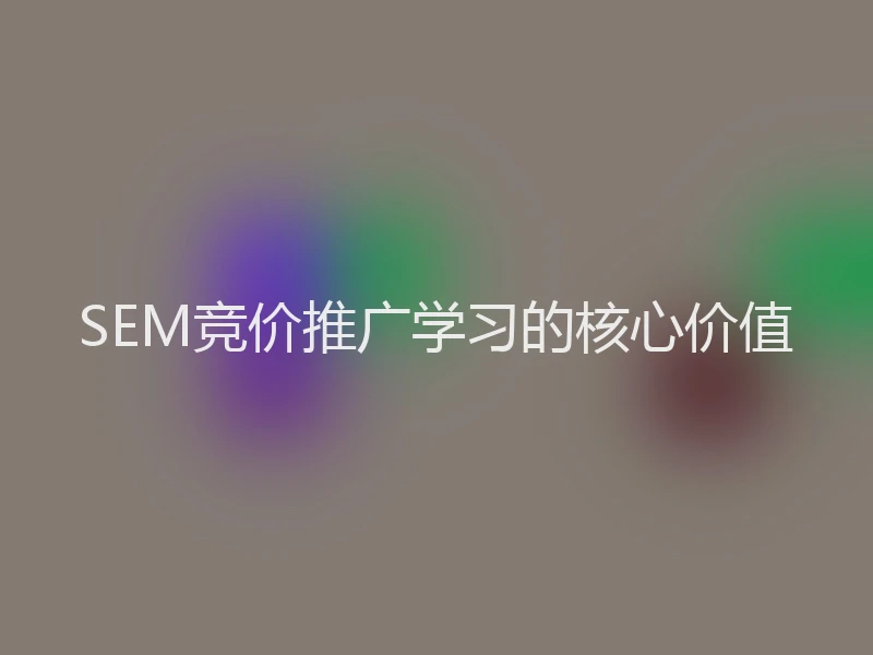 SEM竞价推广学习的核心价值