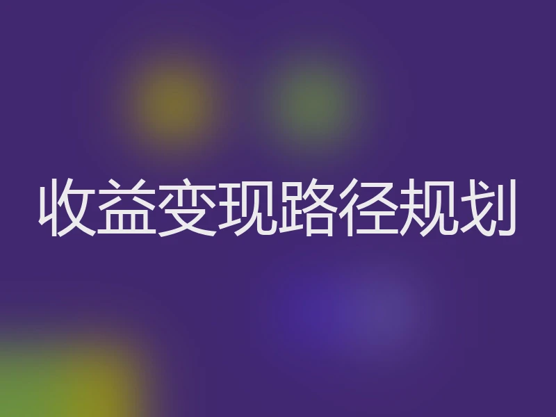 收益变现路径规划