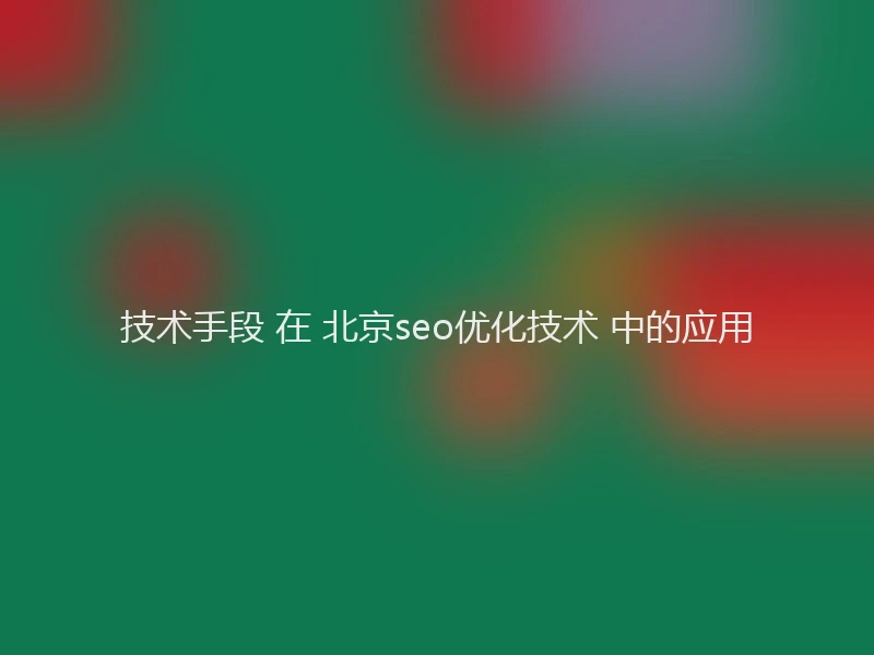 技术手段 在 北京seo优化技术 中的应用