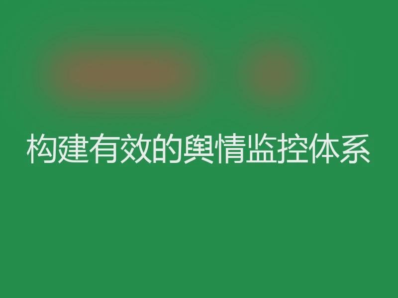构建有效的舆情监控体系
