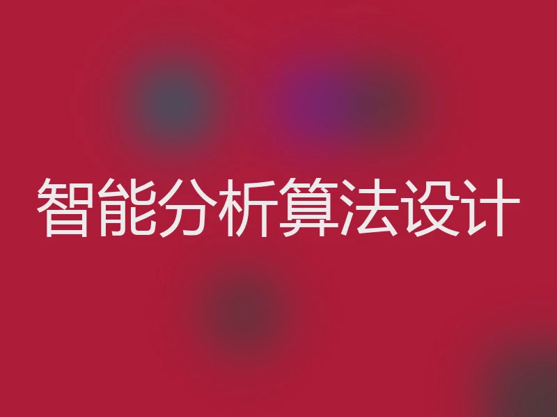 智能分析算法设计