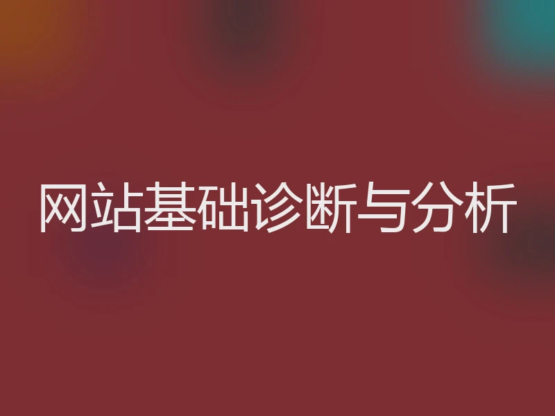 网站基础诊断与分析