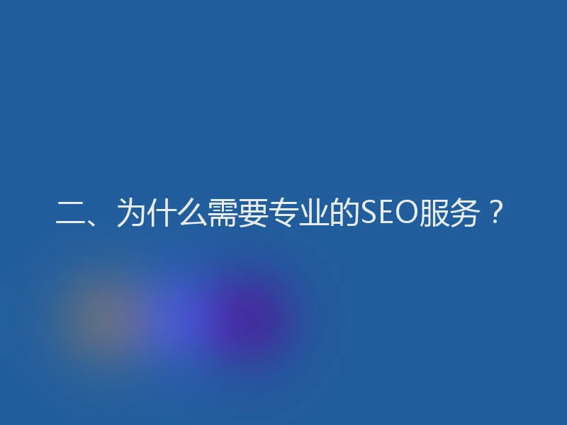 二、为什么需要专业的SEO服务？