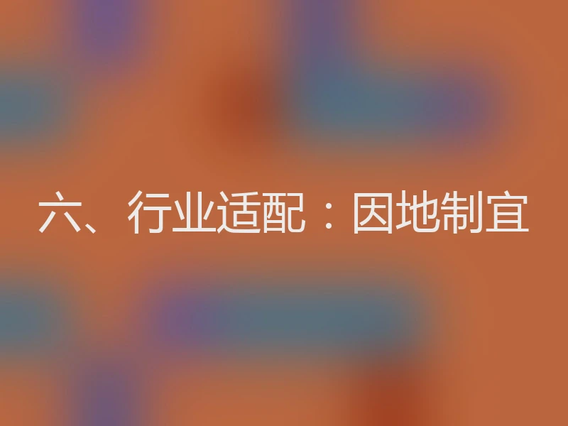 六、行业适配：因地制宜