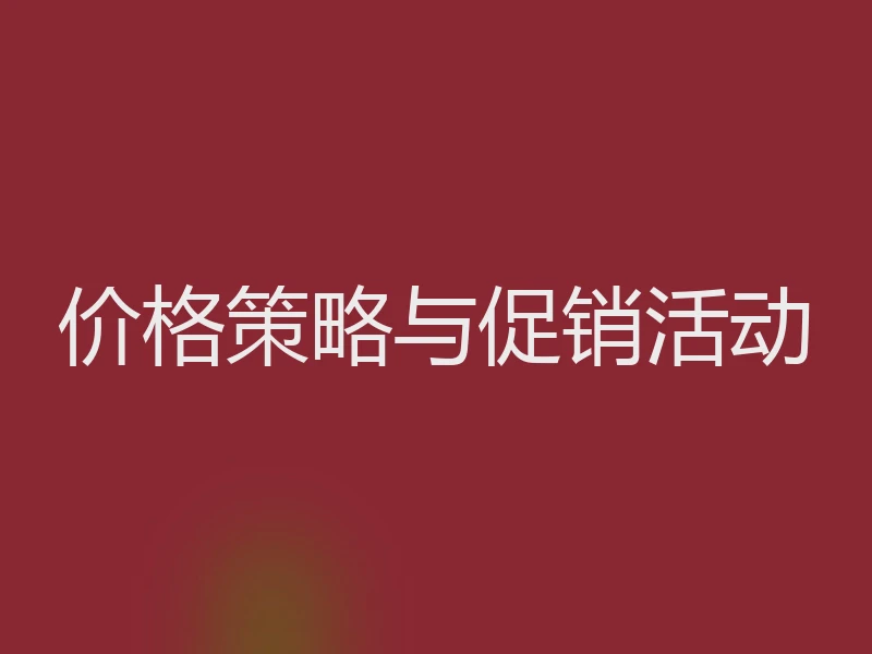 价格策略与促销活动