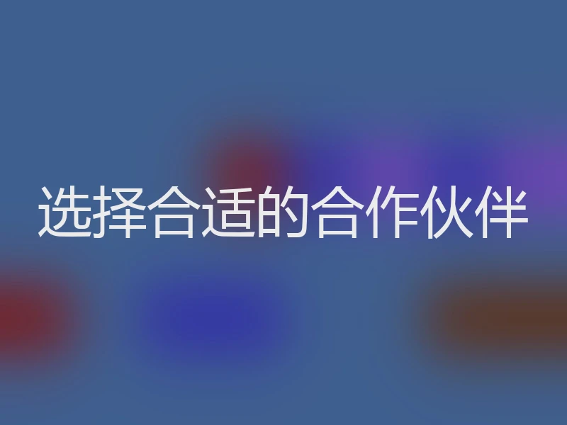 选择合适的合作伙伴