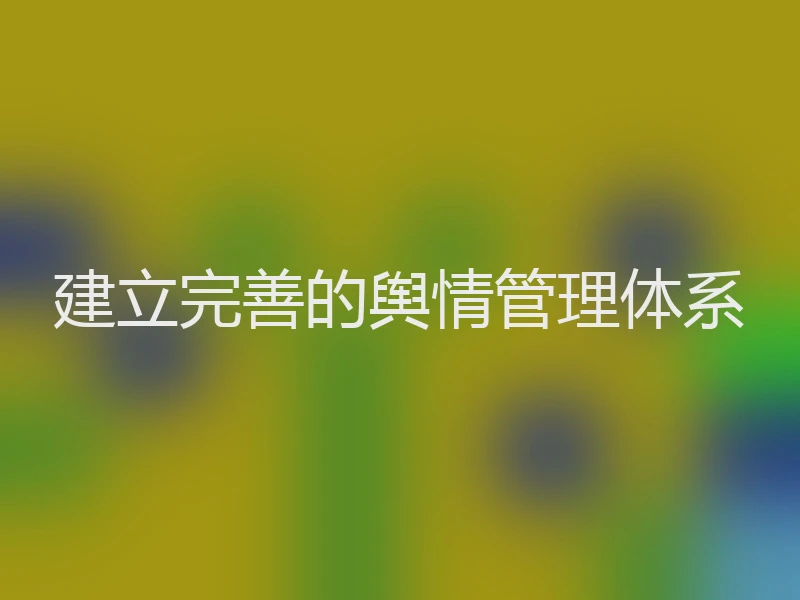 建立完善的舆情管理体系