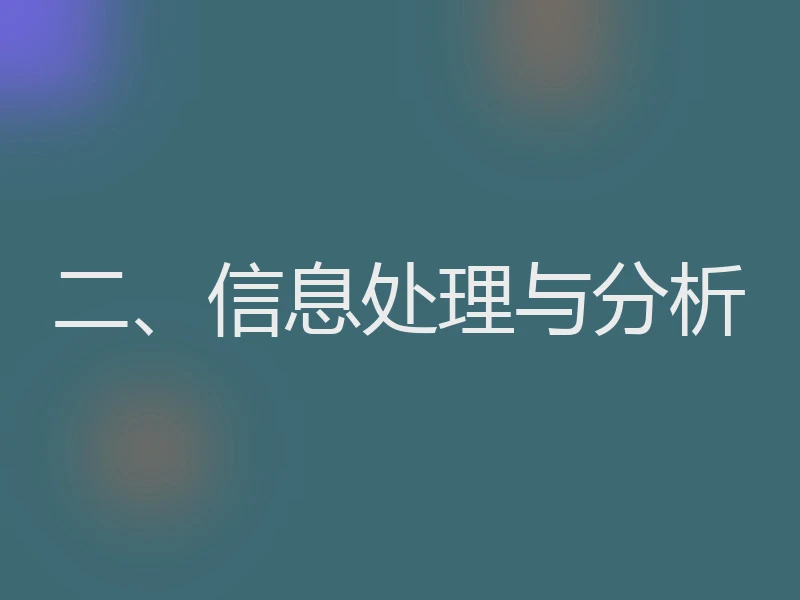 二、信息处理与分析