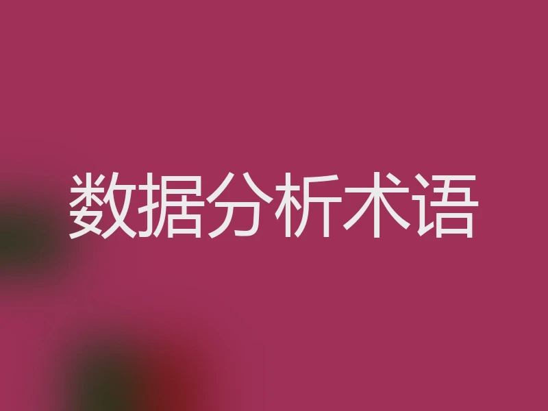 数据分析术语