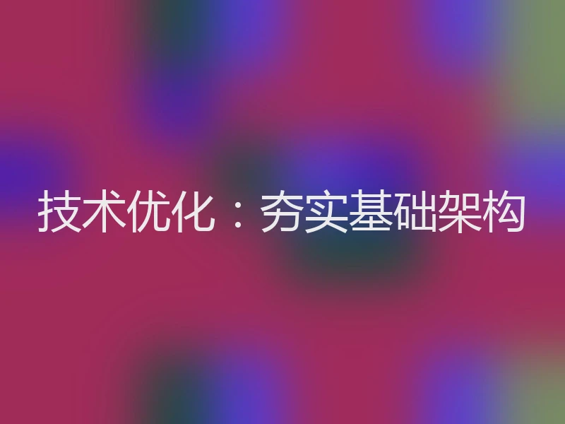 技术优化:夯实基础架构