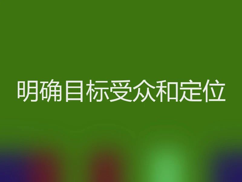 明确目标受众和定位