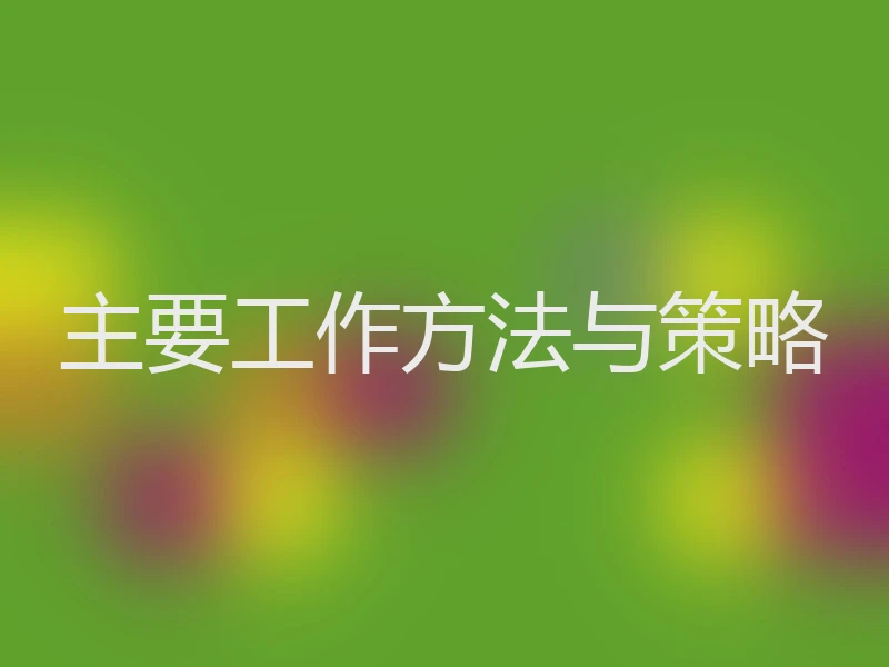 主要工作方法与策略