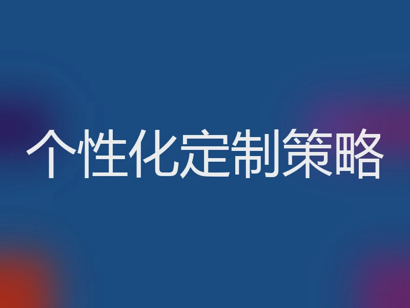个性化定制策略