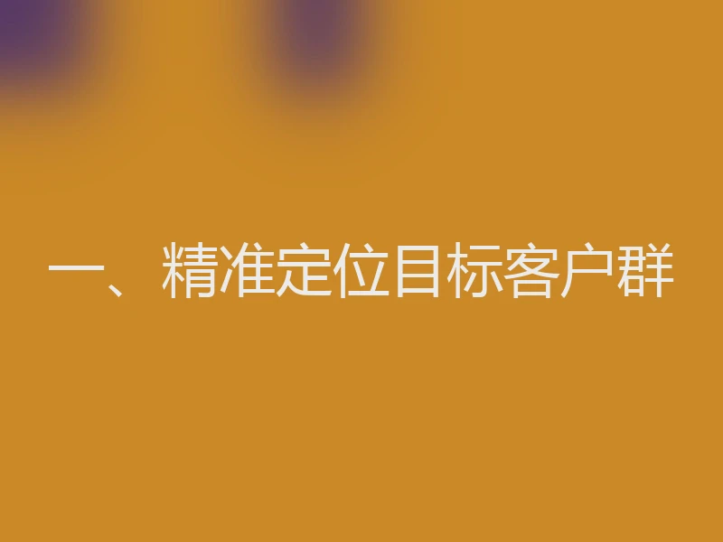 一、精准定位目标客户群