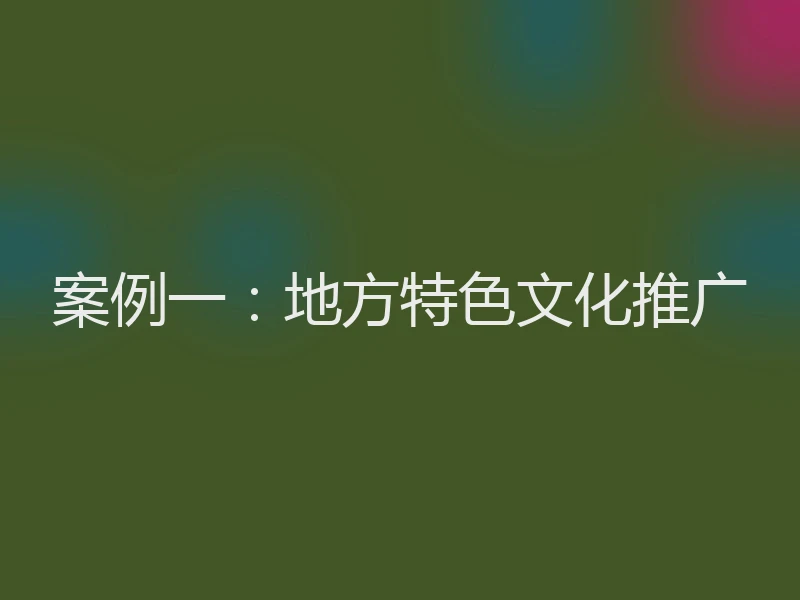 案例一：地方特色文化推广