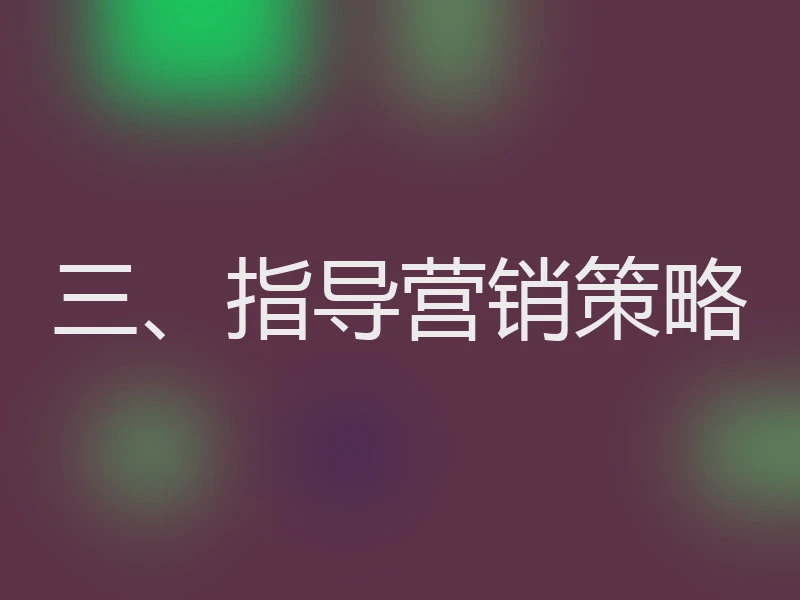 三、指导营销策略