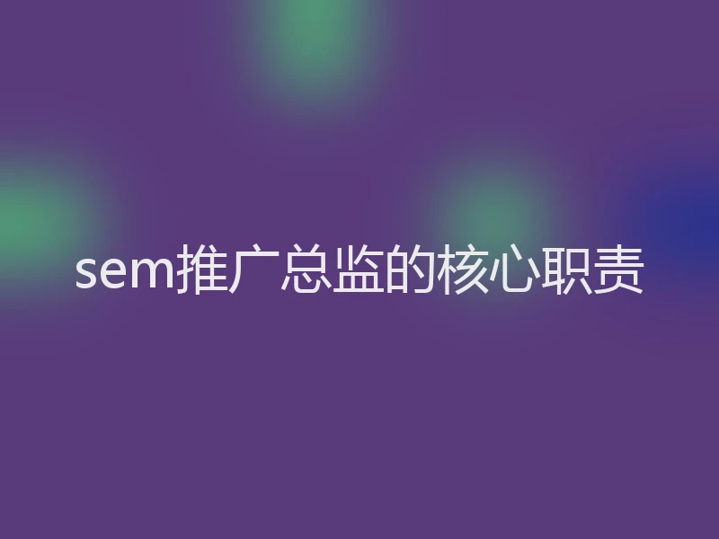 sem推广总监的核心职责