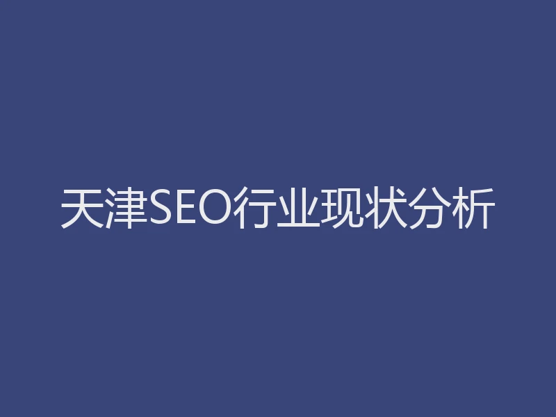 天津SEO行业现状分析