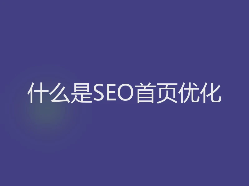 什么是SEO首页优化