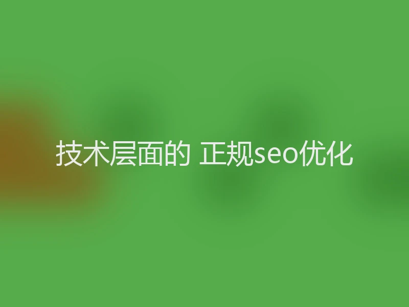 技术层面的 正规seo优化