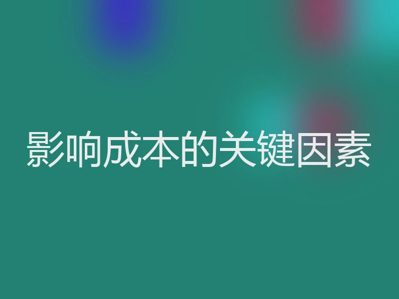 影响成本的关键因素