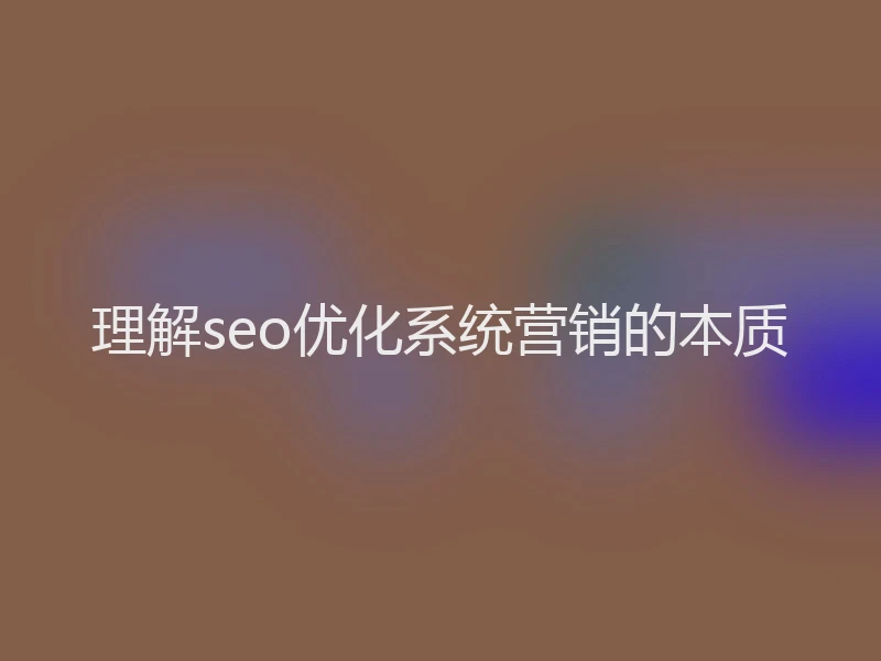 理解seo优化系统营销的本质