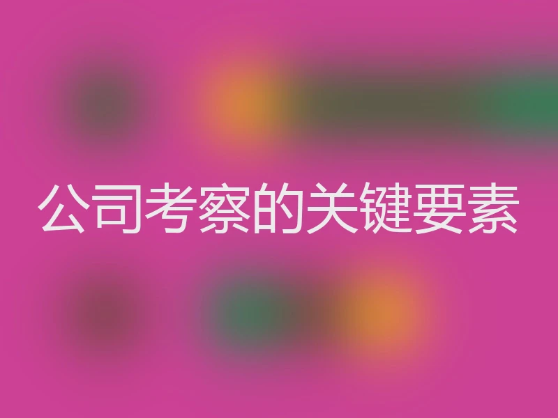 公司考察的关键要素
