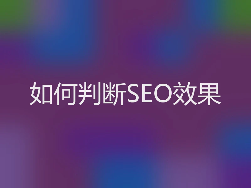 如何判断SEO效果