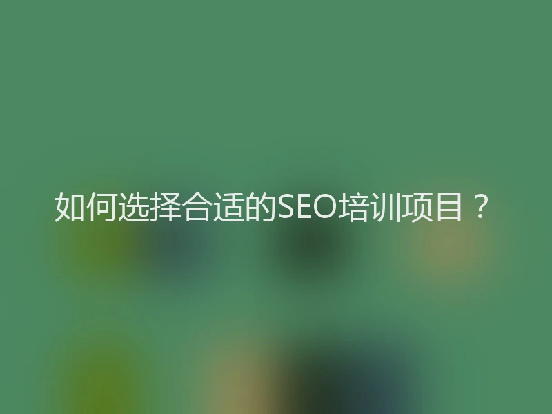 如何选择合适的SEO培训项目？