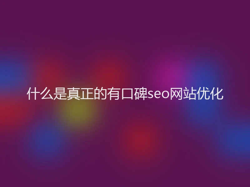 什么是真正的有口碑seo网站优化