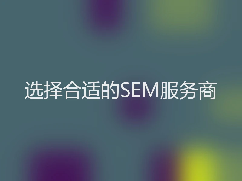 选择合适的SEM服务商