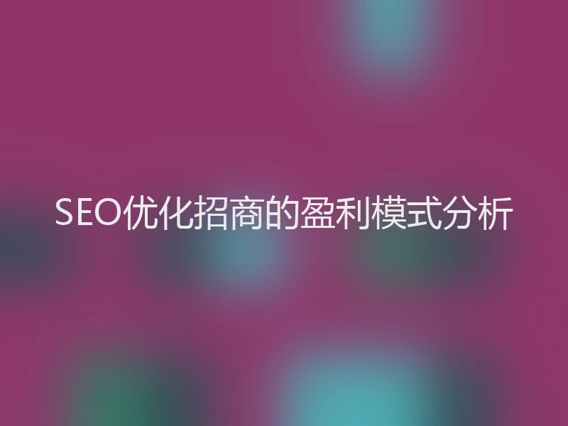 SEO优化招商的盈利模式分析