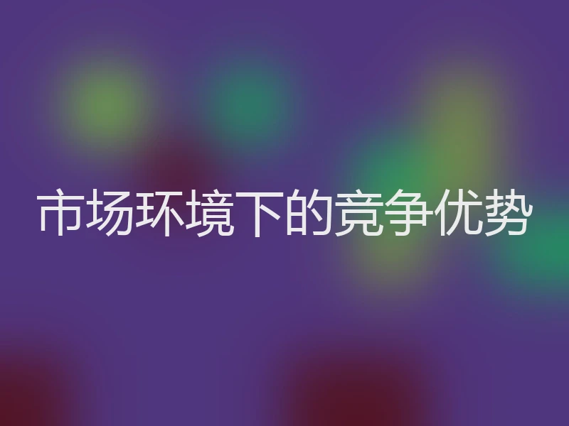 市场环境下的竞争优势