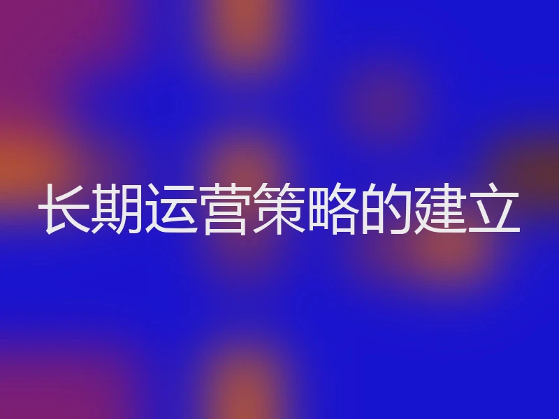 长期运营策略的建立
