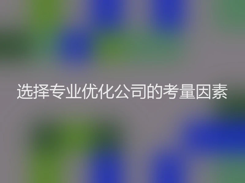 选择专业优化公司的考量因素