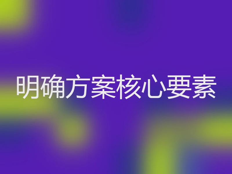 明确方案核心要素