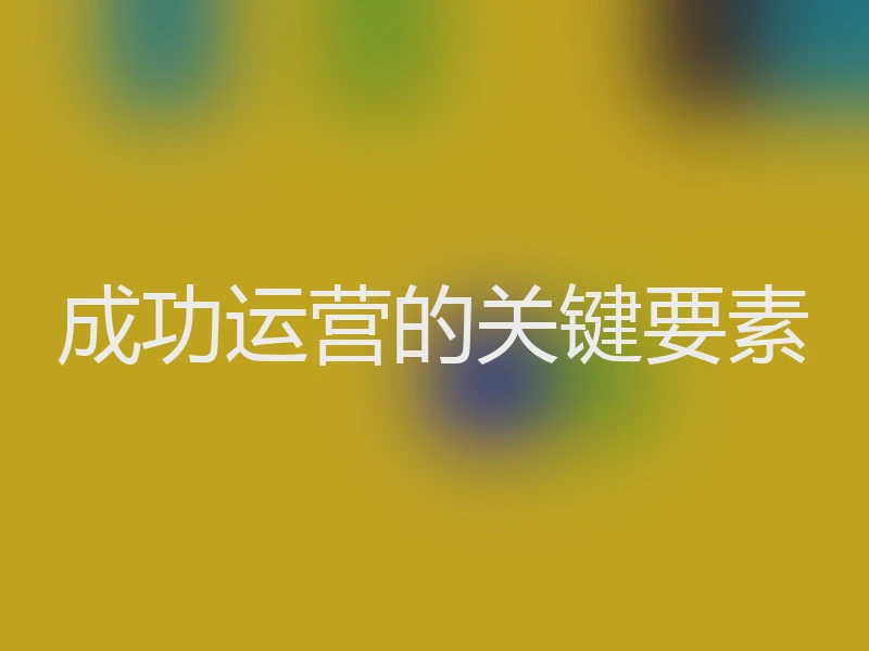 成功运营的关键要素