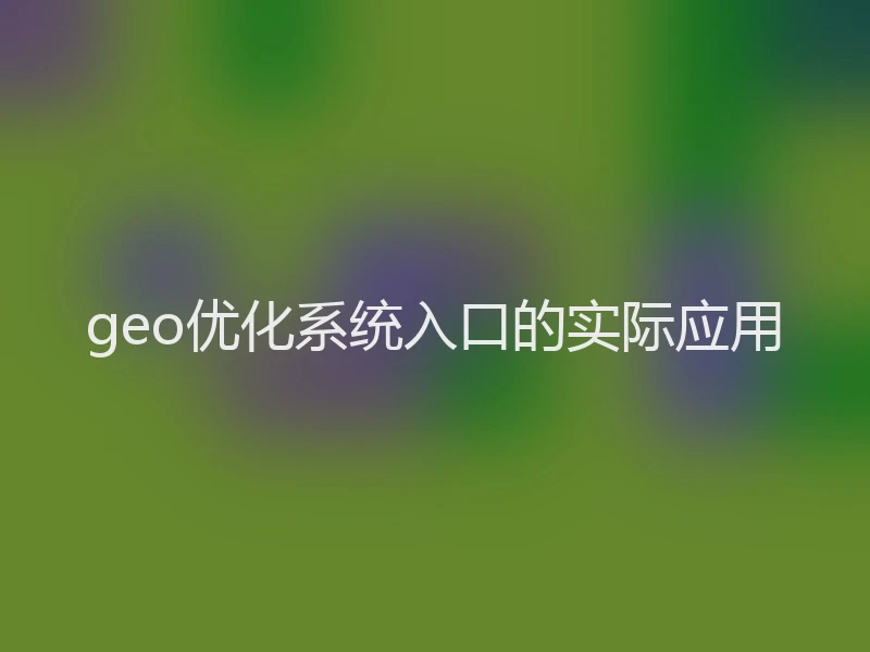 geo优化系统入口的实际应用