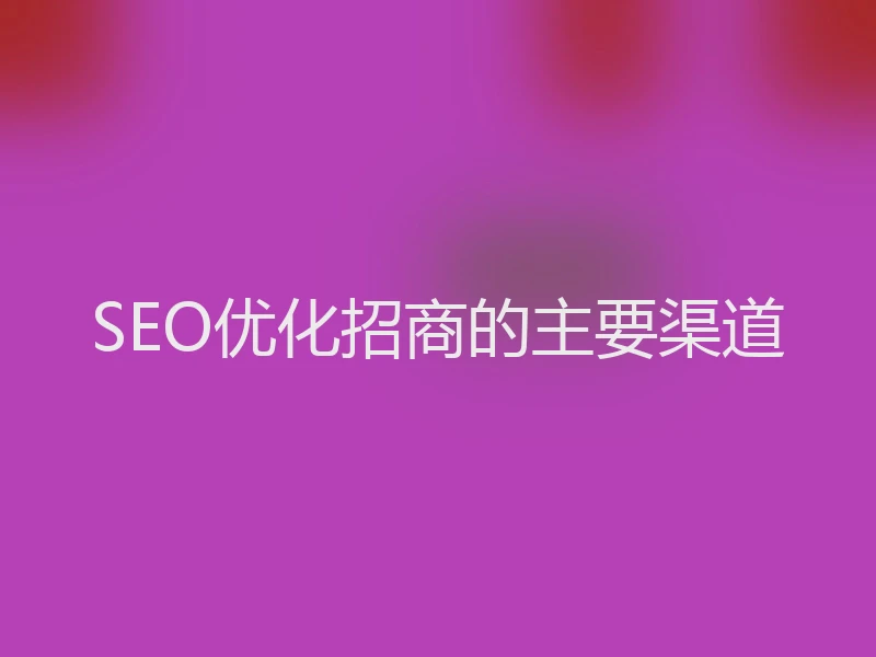 SEO优化招商的主要渠道