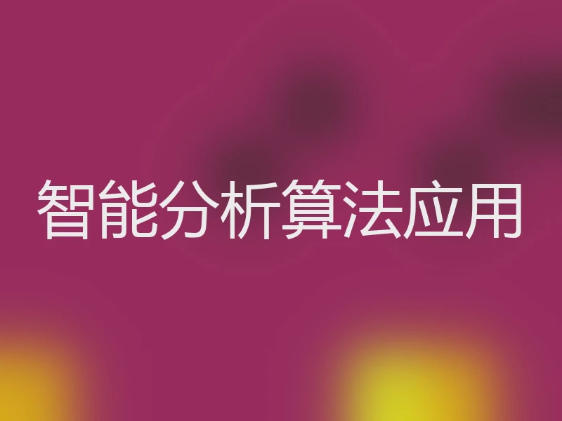 智能分析算法应用