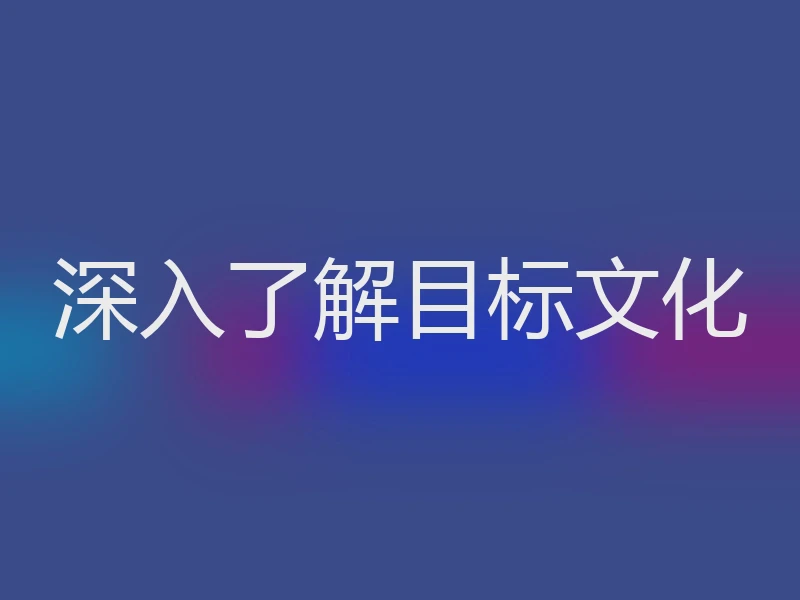 深入了解目标文化