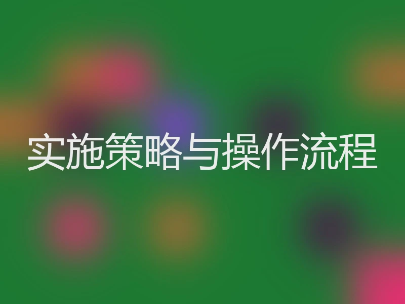 实施策略与操作流程