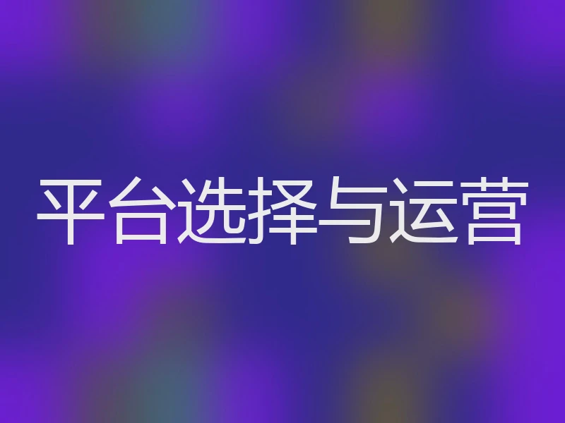 平台选择与运营