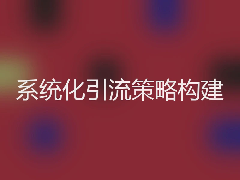 系统化引流策略构建