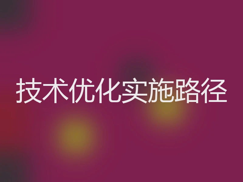 技术优化实施路径