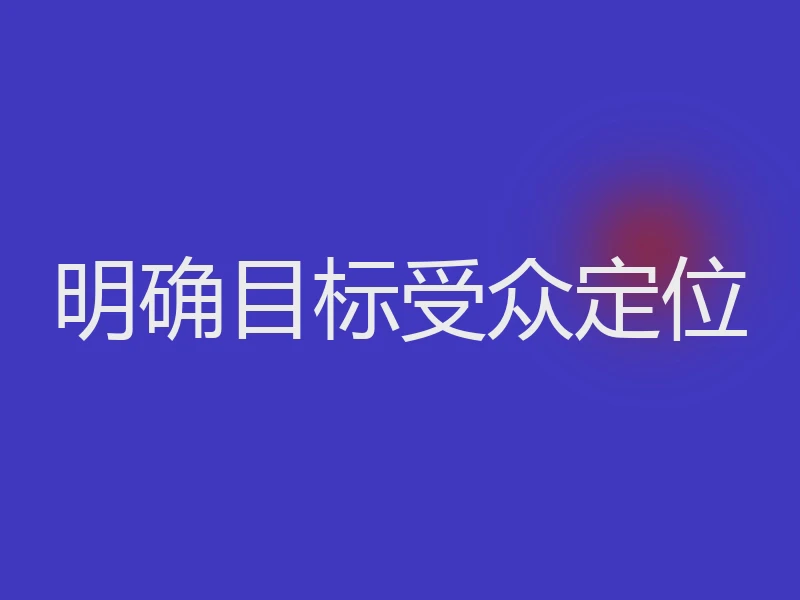 明确目标受众定位
