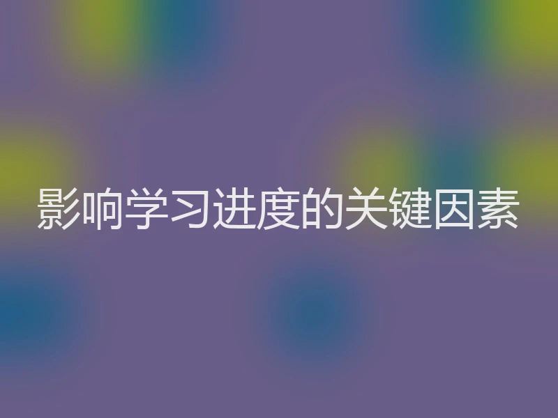 影响学习进度的关键因素